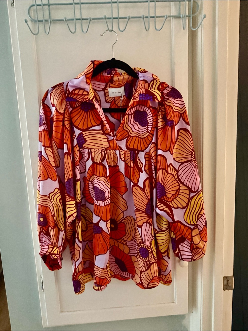 Adrienne Floral collared Blouse - Purple & Orange